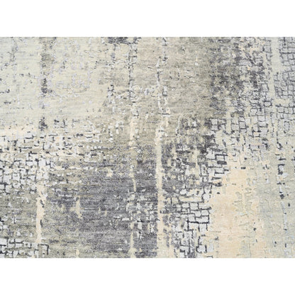 Modern and Contemporary Wool & Silk Hand Knotted Rug Grey No Border 5.9X5.10 -O062682