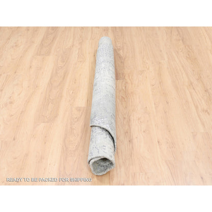 Modern and Contemporary Wool & Silk Hand Knotted Rug Grey No Border 5.9X5.10 -O062682