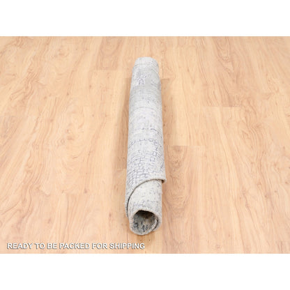 Modern and Contemporary Wool & Silk Hand Knotted Rug Grey Ivory, Charcoal Gray, Beige, Dark Brown, Light Gre 4.10X4.10 -O062683