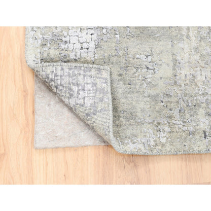 Modern and Contemporary Wool & Silk Hand Knotted Rug Grey No Border 3.0X5.0 -O062686