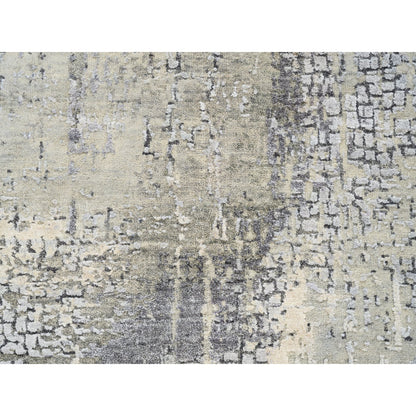 Modern and Contemporary Wool & Silk Hand Knotted Rug Grey No Border 3.0X5.0 -O062686
