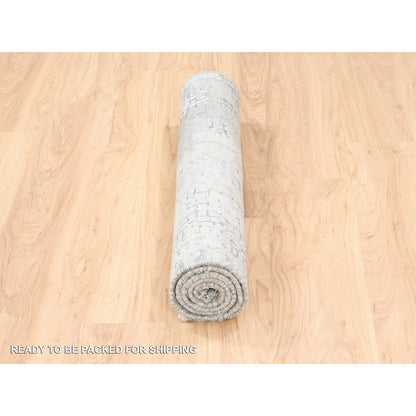 Modern and Contemporary Wool & Silk Hand Knotted Rug Grey No Border 3.0X5.0 -O062686