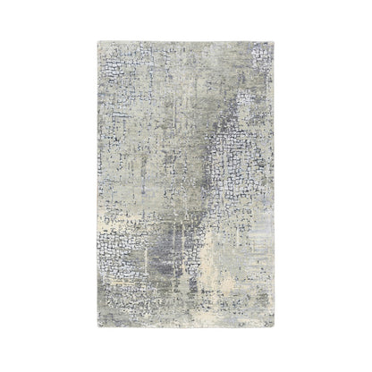 Modern and Contemporary Wool & Silk Hand Woven Rug Grey No Border 3.1X5.0 -O062689
