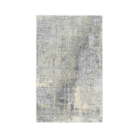 Modern and Contemporary Wool & Silk Hand Woven Rug Grey No Border 3.1X5.0 -O062689