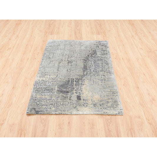 Modern and Contemporary Wool & Silk Hand Woven Rug Grey No Border 3.1X5.0 -O062689