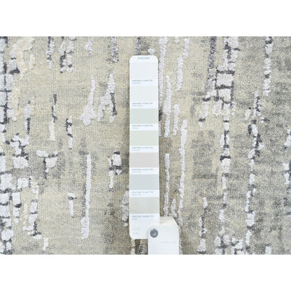 Modern and Contemporary Wool & Silk Hand Knotted Rug Grey No Border 2.6X11.8 -O062690