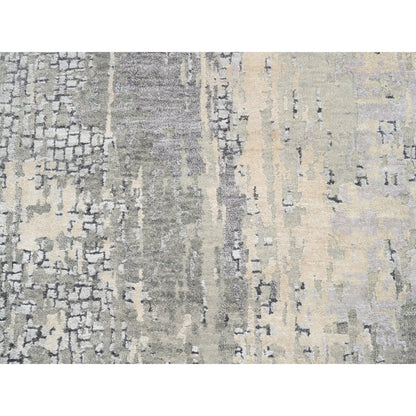 Modern and Contemporary Wool & Silk Hand Knotted Rug Grey No Border 2.6X11.8 -O062690