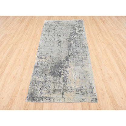 Modern and Contemporary Wool & Silk Hand Knotted Rug Grey No Border 2.7X5.10 -O062691