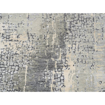 Modern and Contemporary Wool & Silk Hand Knotted Rug Grey No Border 2.7X5.10 -O062691