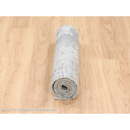 Modern and Contemporary Wool & Silk Hand Knotted Rug Grey No Border 2.7X5.10 -O062691