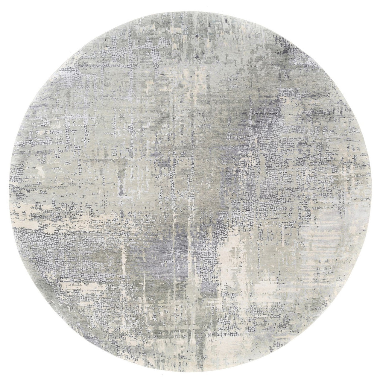 Gray 11'9" x 11'9" Modern and Contemporary Hand knotted Wool/Silk Rug - Sku: O062693