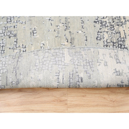 Modern and Contemporary Wool & Silk Hand Knotted Rug Grey No Border 11.9X11.9 -O062693