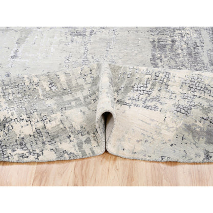 Modern and Contemporary Wool & Silk Hand Knotted Rug Grey No Border 11.9X11.9 -O062693