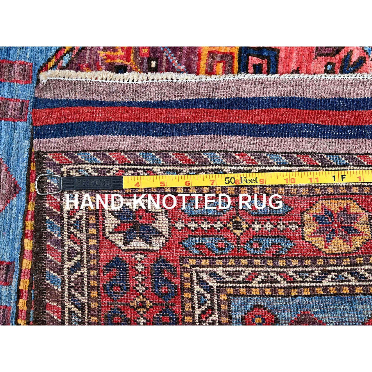 Kazak Wool Hand Knotted Rug Blue 3.1x9.7 -O0626