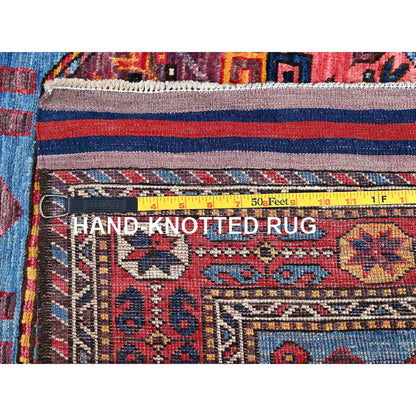 Kazak Wool Hand Knotted Rug Blue 3.1x9.7 -O0626