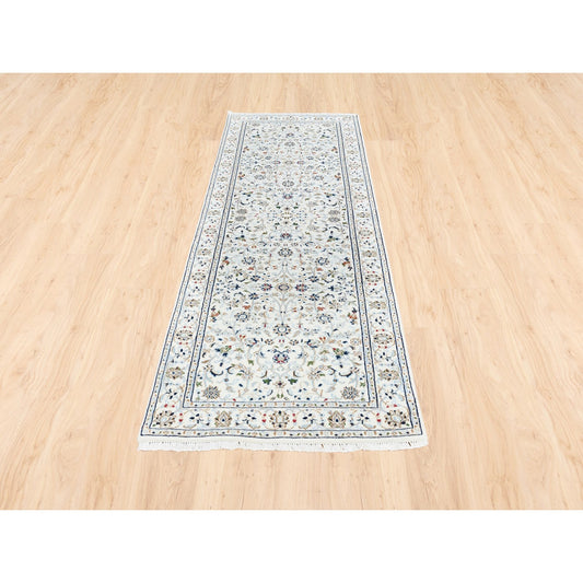 Fine Oriental Wool Hand Knotted Rug Ivory Ivory 2.8X8.0 -O062707
