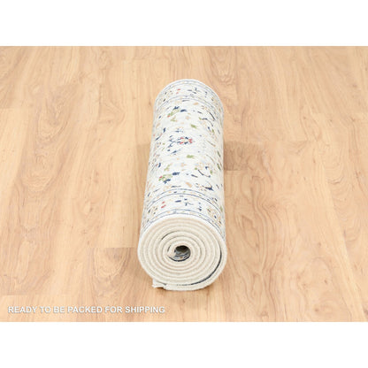 Fine Oriental Wool Hand Knotted Rug Ivory Ivory 2.8X8.0 -O062707