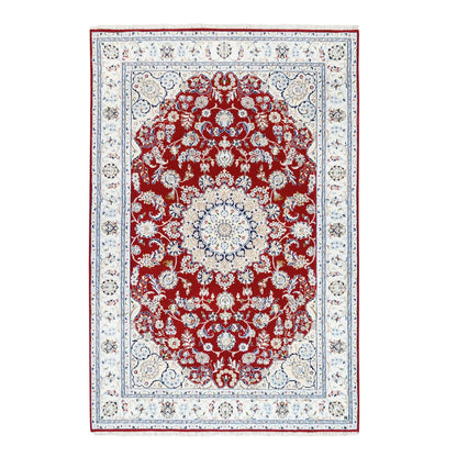 Fine Oriental Wool Hand Knotted Rug Red Ivory 6.0X8.10 -O062767