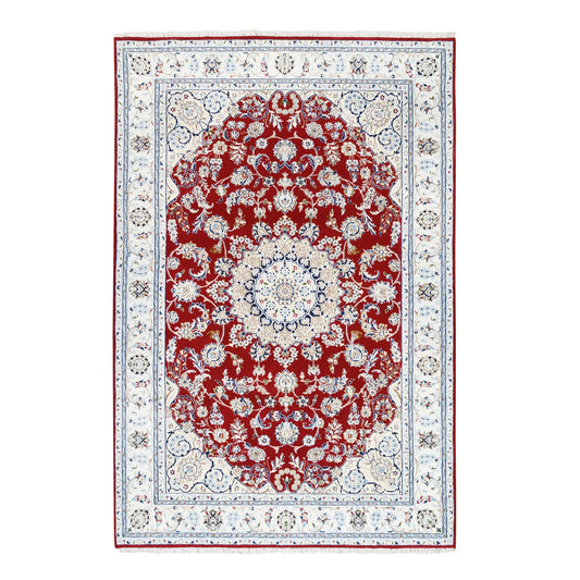 Fine Oriental Wool Hand Knotted Rug Red Ivory 6.0X8.10 -O062767