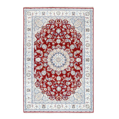 Fine Oriental Wool Hand Knotted Rug Red Ivory 6.0X8.10 -O062767