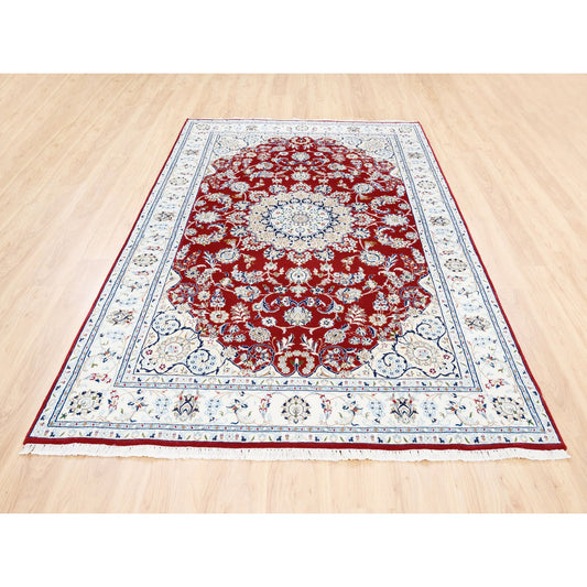 Fine Oriental Wool Hand Knotted Rug Red Ivory 6.0X8.10 -O062767