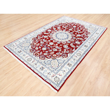 Fine Oriental Wool Hand Knotted Rug Red Ivory 6.0X8.10 -O062767