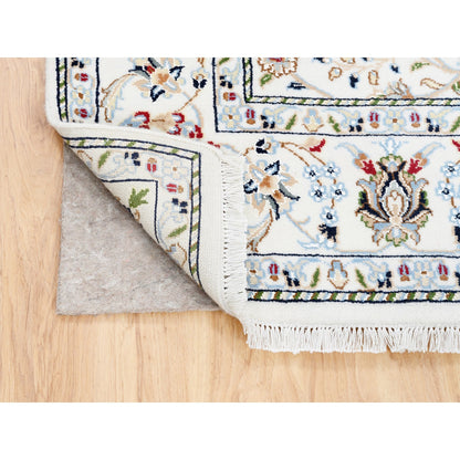 Fine Oriental Wool Hand Knotted Rug Ivory Marshmallow 5.2X5.2 -O062779