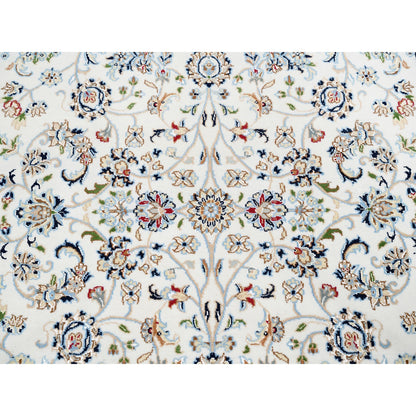 Fine Oriental Wool Hand Knotted Rug Ivory Marshmallow 5.2X5.2 -O062779