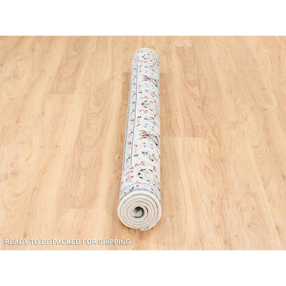 Fine Oriental Wool Hand Knotted Rug Ivory Marshmallow 5.2X5.2 -O062779