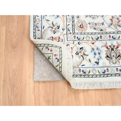 Fine Oriental Wool Hand Knotted Rug Ivory Marshmallow 5.9X5.9 -O062789