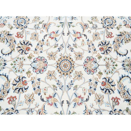 Fine Oriental Wool Hand Knotted Rug Ivory Marshmallow 5.9X5.9 -O062789