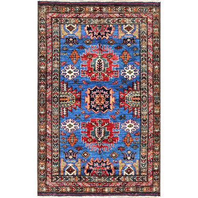 Kazak Wool Hand Knotted Rug Blue 2.11x4.6 -O0627