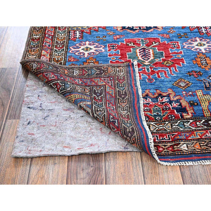 Kazak Wool Hand Knotted Rug Blue 2.11x4.6 -O0627