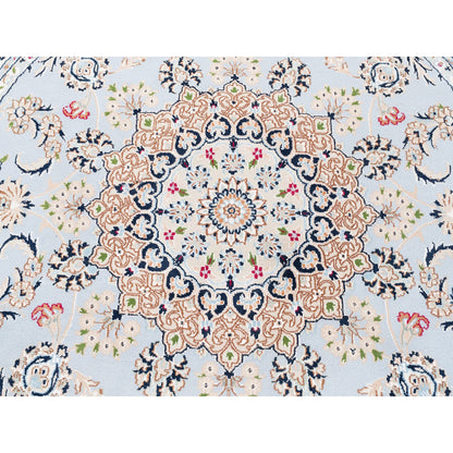 Fine Oriental Wool Hand Knotted Rug Blue Ivory 6.1X6.1 -O062814
