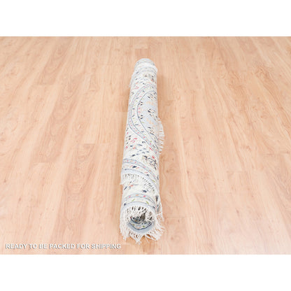 Fine Oriental Wool Hand Knotted Rug Blue Ivory 6.1X6.1 -O062814