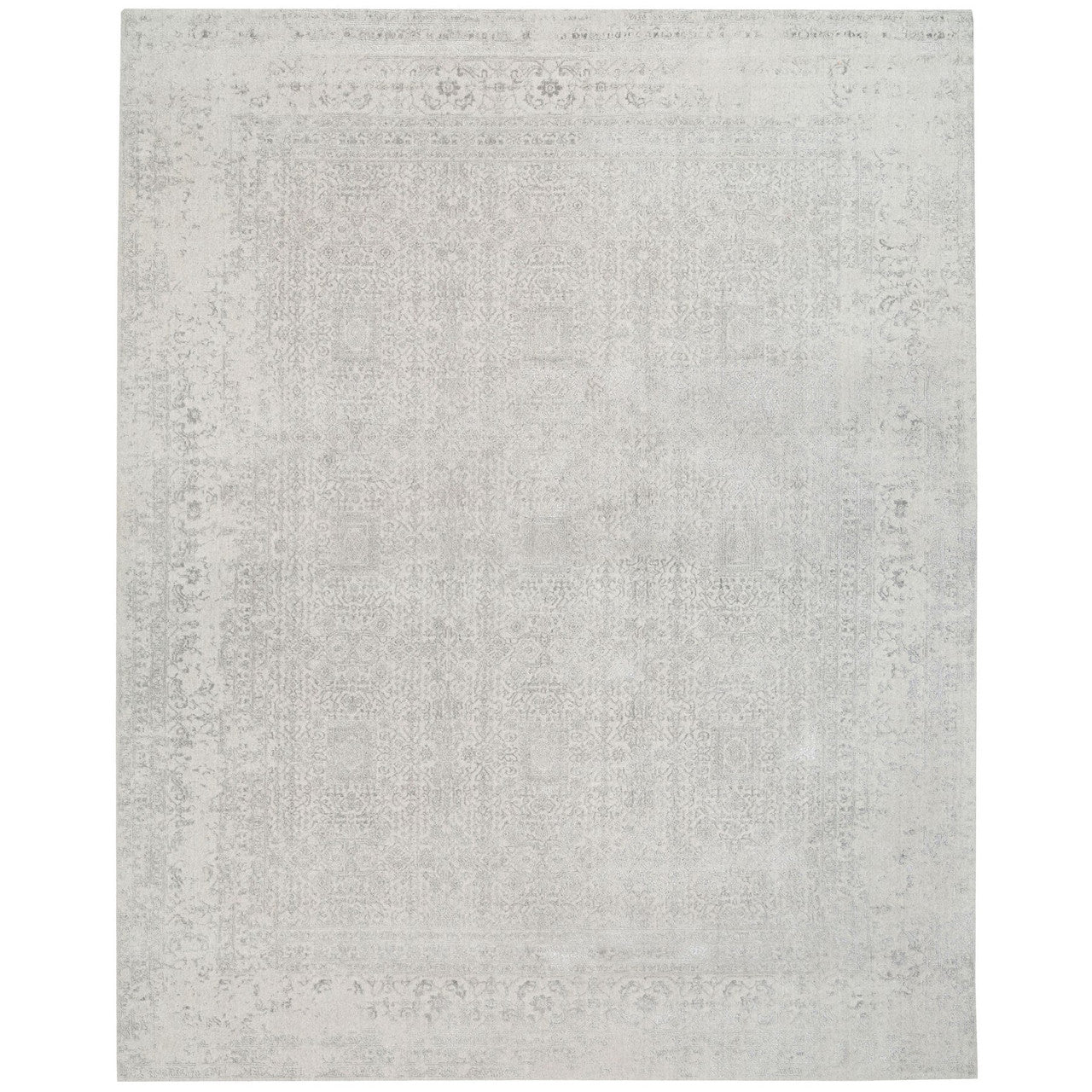 Beige 11'10" x 14'9" Modern and Contemporary & Art Handloom Wool/Silk Rug - Sku: O062836