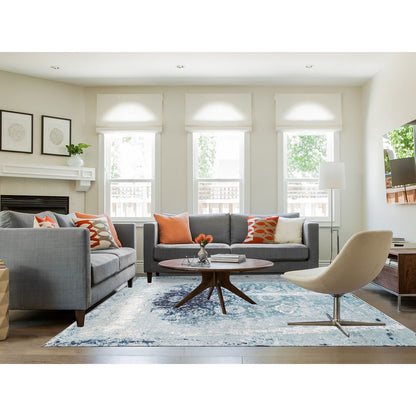 Transitional Wool & Silk Hand Knotted Rug Blue No Border 9.1X11.9 -O062840