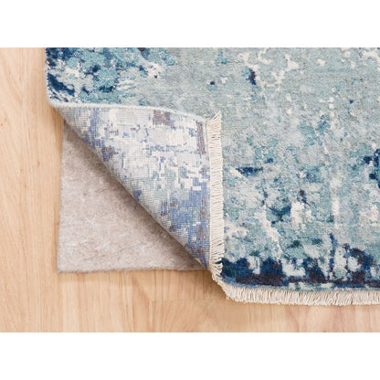 Transitional Wool & Silk Hand Knotted Rug Blue No Border 9.1X11.9 -O062840