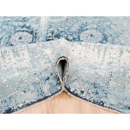 Transitional Wool & Silk Hand Knotted Rug Blue No Border 9.1X11.9 -O062840