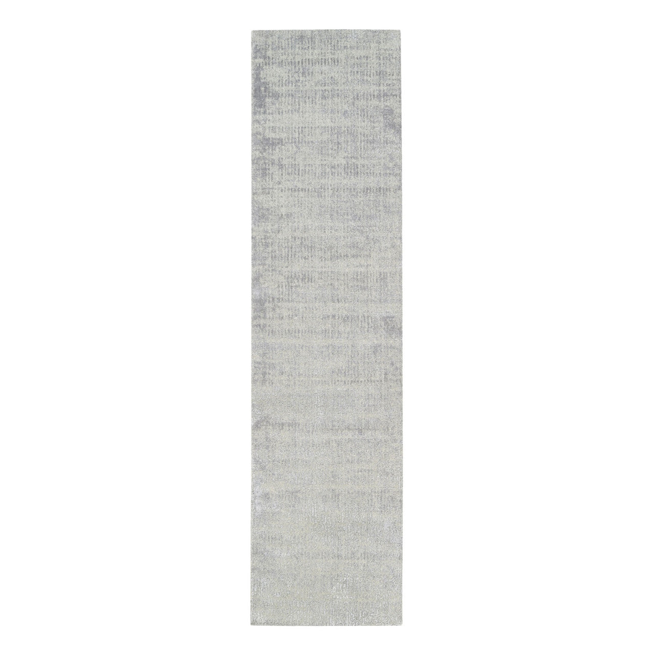 Gray 2'7" x 10'0" Modern and Contemporary & Art Handloom Wool/Silk Rug - Sku: O062845