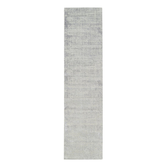 Modern and Contemporary Wool & Art Silk Hand Loomed Rug Grey No Border 2.7X10.0 -O062845