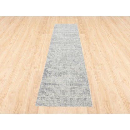 Modern and Contemporary Wool & Art Silk Hand Loomed Rug Grey No Border 2.7X10.0 -O062845