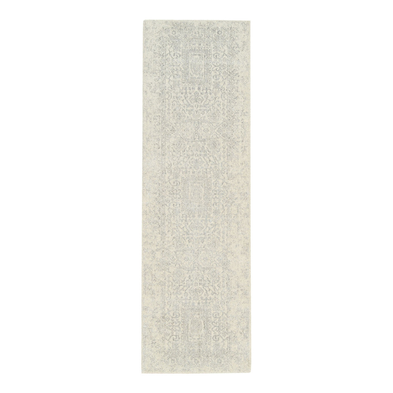 Beige 2'6" x 8'0" Modern and Contemporary Handloom Wool/Silk Rug - Sku: O062846