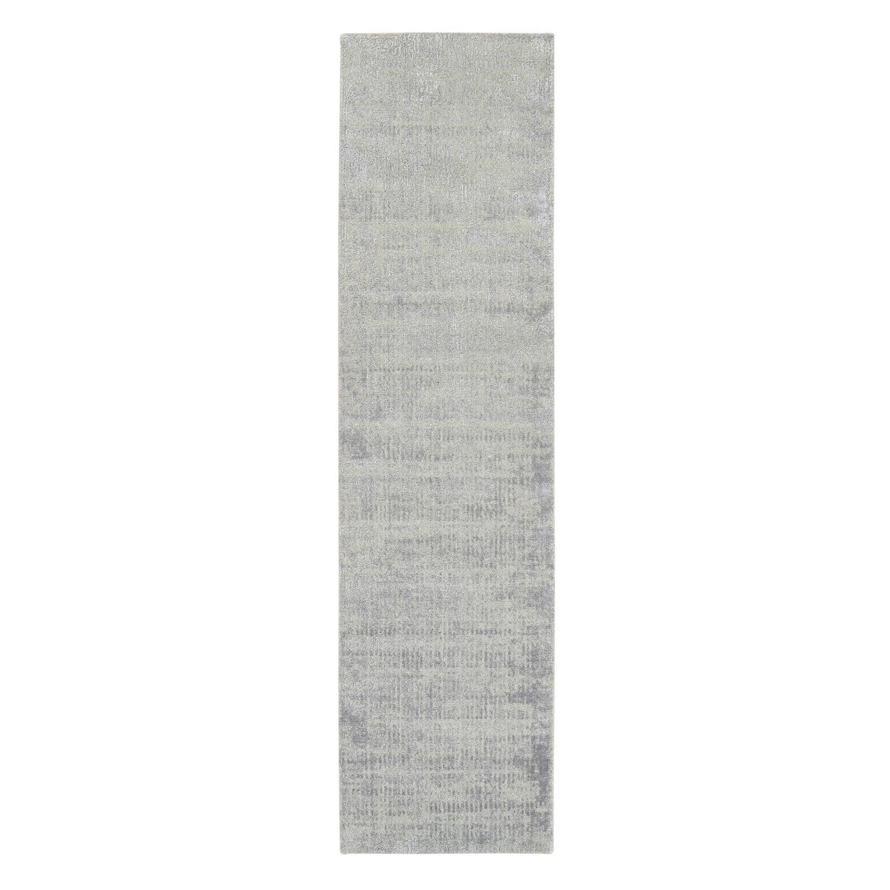 Gray 2'7" x 10'0" Modern and Contemporary & Art Handloom Wool/Silk Rug - Sku: O062847