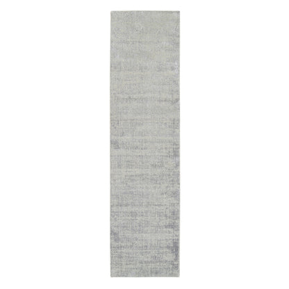 Modern and Contemporary Wool & Art Silk Hand Loomed Rug Grey No Border 2.7X10.0 -O062847
