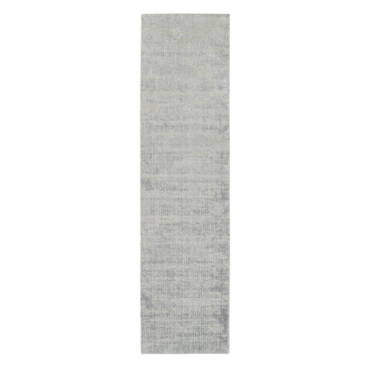 Modern and Contemporary Wool & Art Silk Hand Loomed Rug Grey No Border 2.7X10.0 -O062847