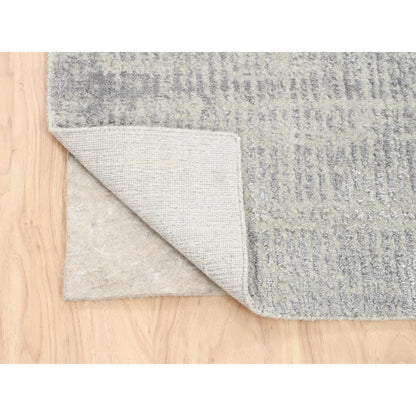 Modern and Contemporary Wool & Art Silk Hand Loomed Rug Grey No Border 2.7X10.0 -O062847