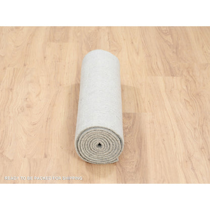Modern and Contemporary Wool & Art Silk Hand Loomed Rug Grey No Border 2.7X10.0 -O062847