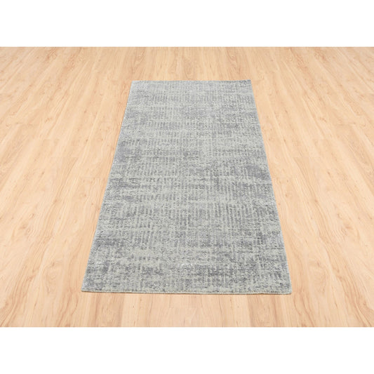 Modern and Contemporary Wool & Silk Hand Loomed Rug Grey No Border 2.6X6.0 -O062849