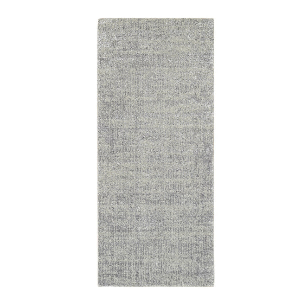 Gray 2'6" x 6'0" Modern and Contemporary Handloom Wool/Silk Rug - Sku: O062851